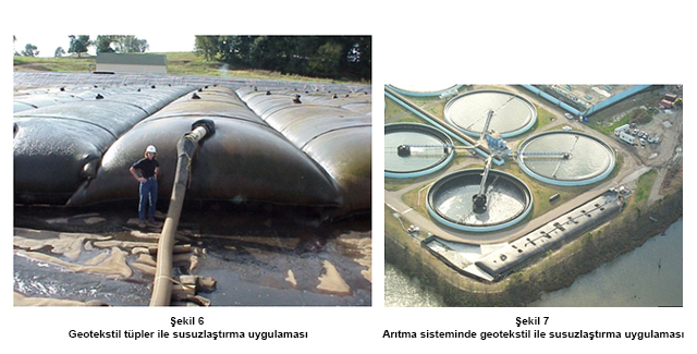 ekil 6 Geotekstil tpler ile susuzlatrma uygulamas - ekil 7 Artma sisteminde geotekstil ile susuzlatrma uygulamas